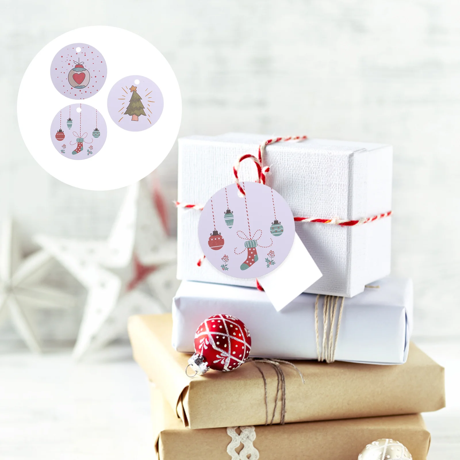 

300Pcs Party Colored Drawing Paper Tags Christmas Pattern DIY Gift Hanging Tags