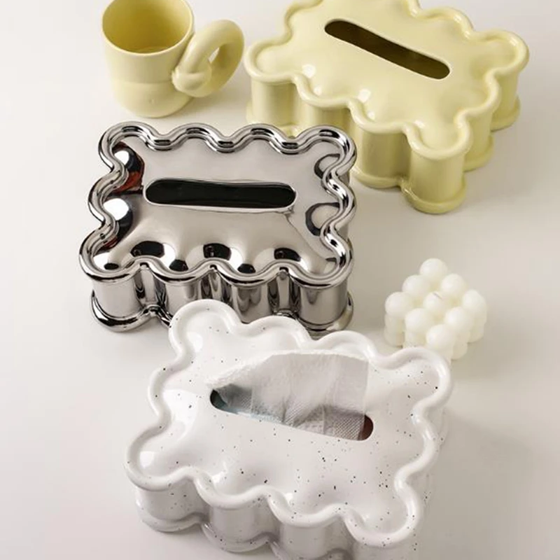 

Ceramic Tissue Box Household Light Luxury High-End Pumping Box Living Room Desktop Napkin Box Home Decoration