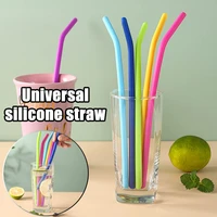 universal silicone straw multi color drinking fruit milk juice tea curved soft straw reusable straws drinking straws bar tool