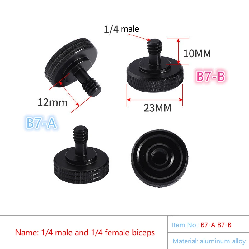 

1/4" Dual Nuts Tripod Mount Screw Double Layer Thread Screw Mount Adapter Black Camera Screw Mount For Camera Flash