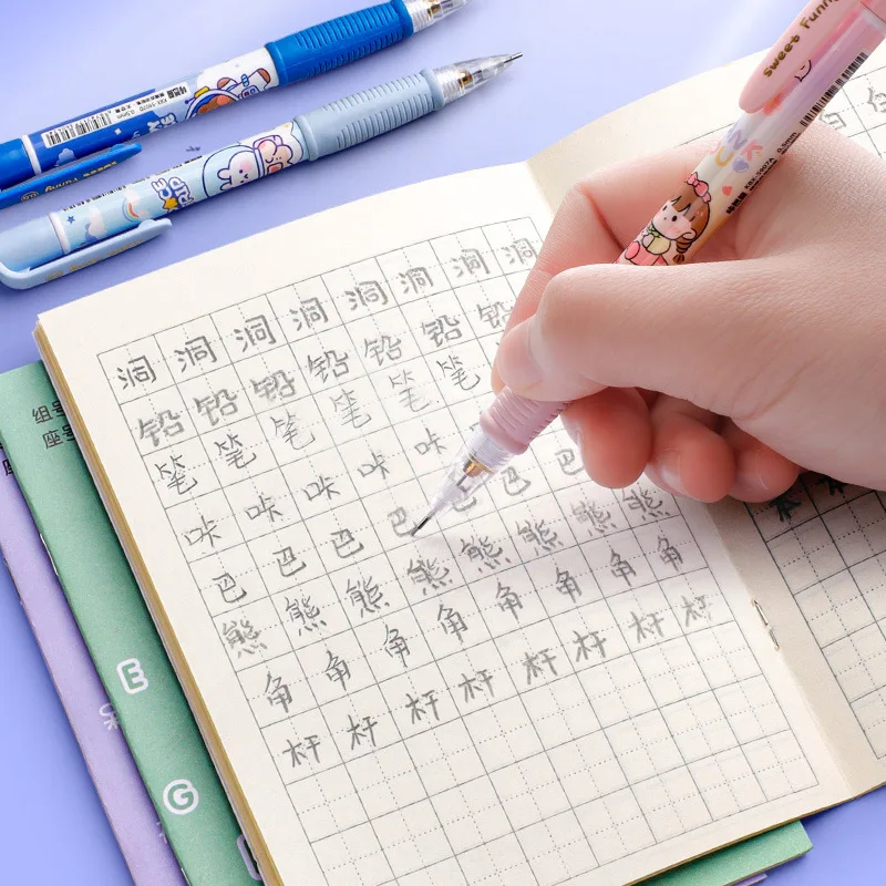

2Pcs/set Cute Bear Mechanical Pencil with Eraser 0.5Mm Refills Automatic Pencils Stationery Set Kids Gift