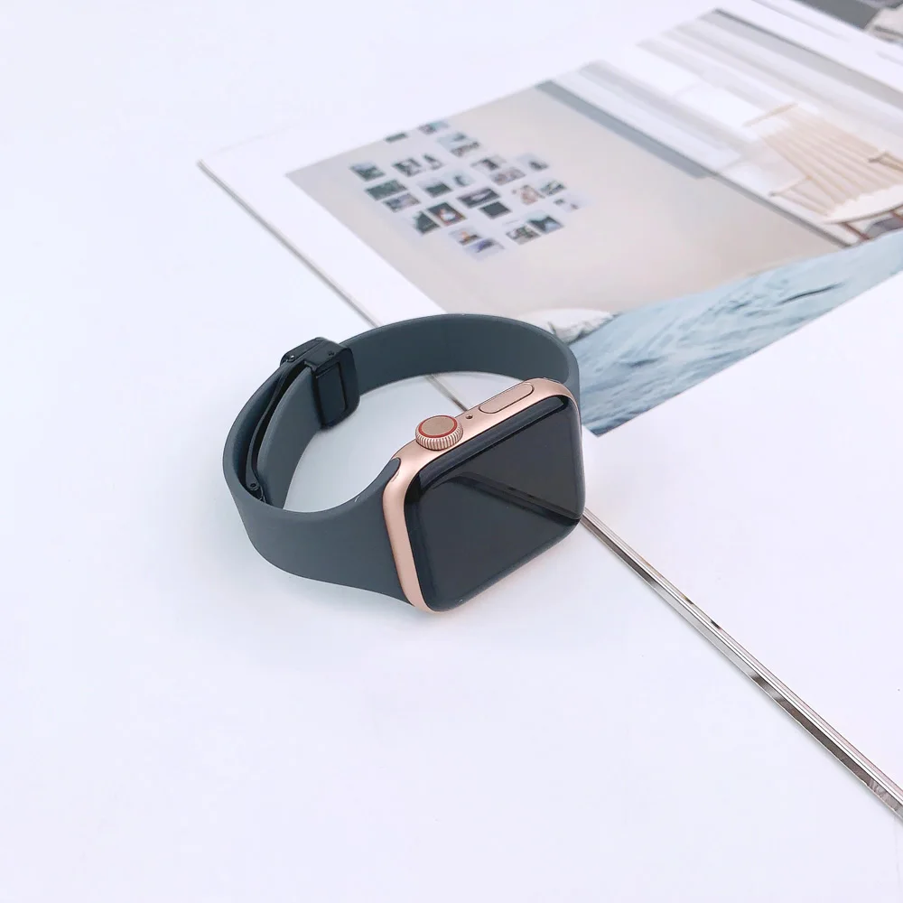 Silicone Strap For Apple Watch Band 8 7 44mm 40mm 41mm 42mm 38mm 45 mm Magnetic Bracelet iWatch Series 6 5 se 3 ultra 49mm 45mm