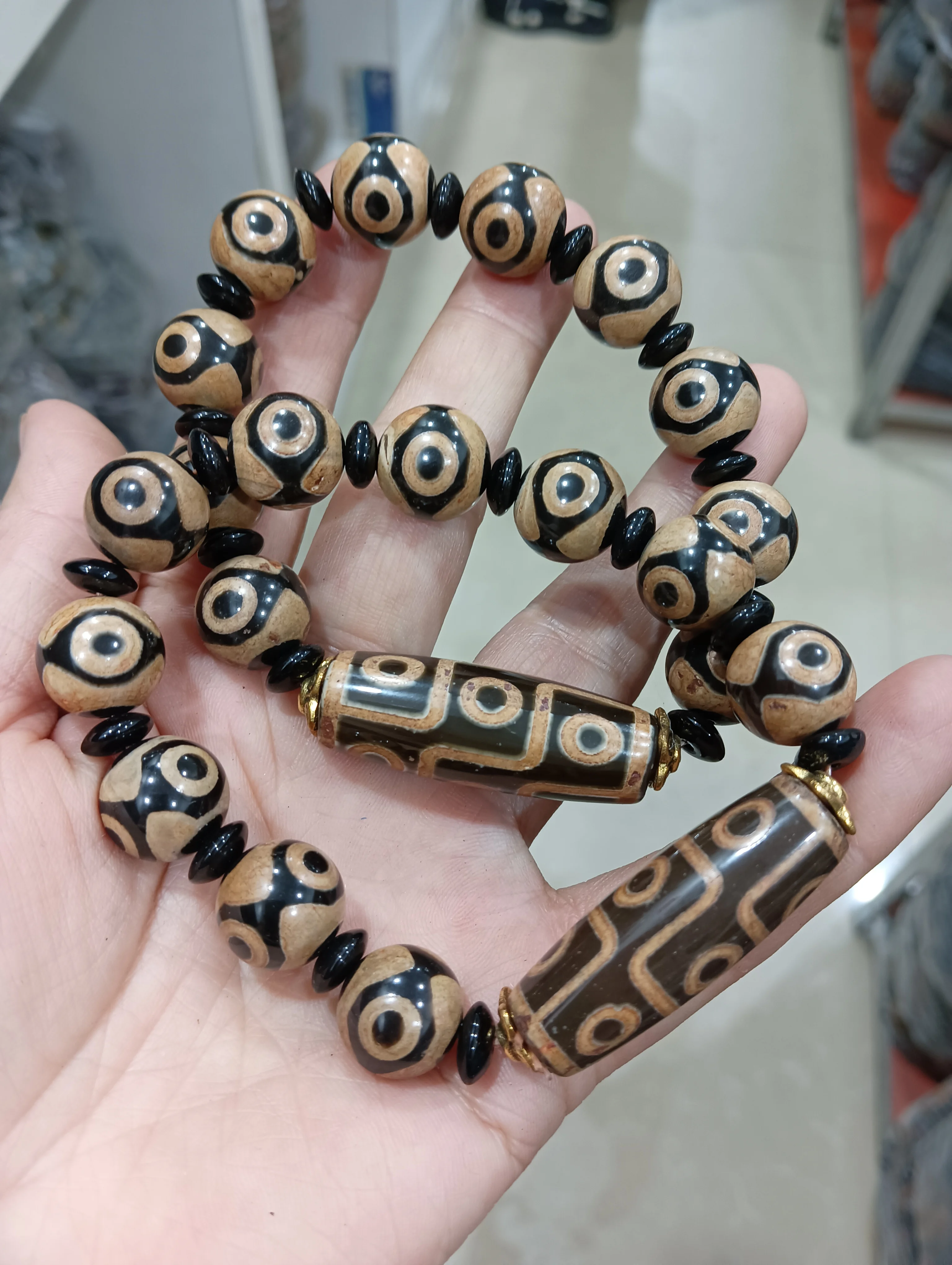 Природный Тибетский бусины дзи браслет браслеты девять глаз амулет три глаза