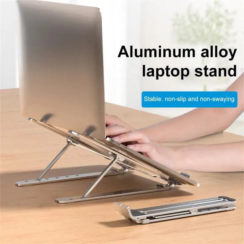

Hollow Cooling Laptop Stand Holder Portable Universal Desktop Foldable Holder Aluminum Alloy Rise Bracket 6-gear Adjustable