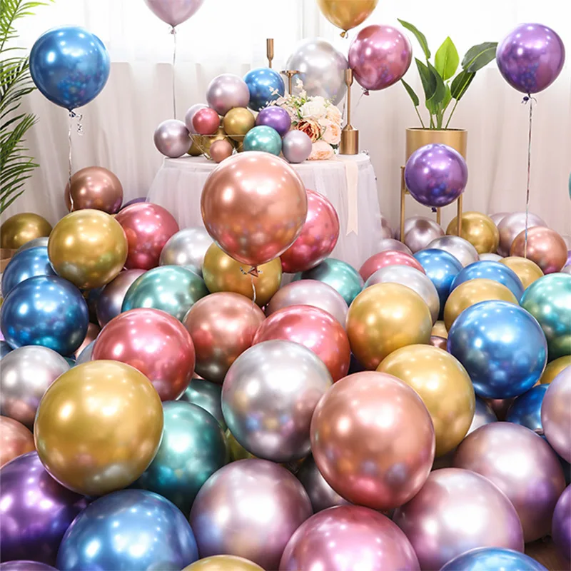 

Glossy Metal Pearl Latex Balloons Thick Chrome Metallic Colors Helium Air Balls Globos Birthday Party Decor 50pcs 10inch