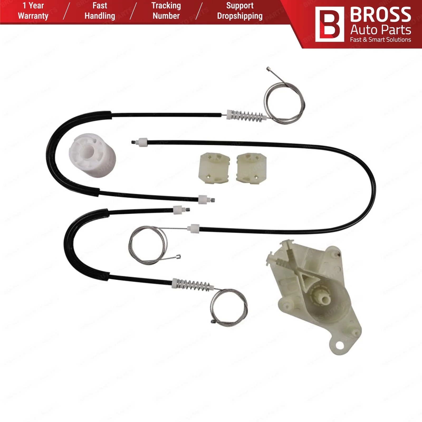 Ремкомплект стеклоподъемника Bross BWR237 передняя левая дверь для VW Transporter T5 2003-On с