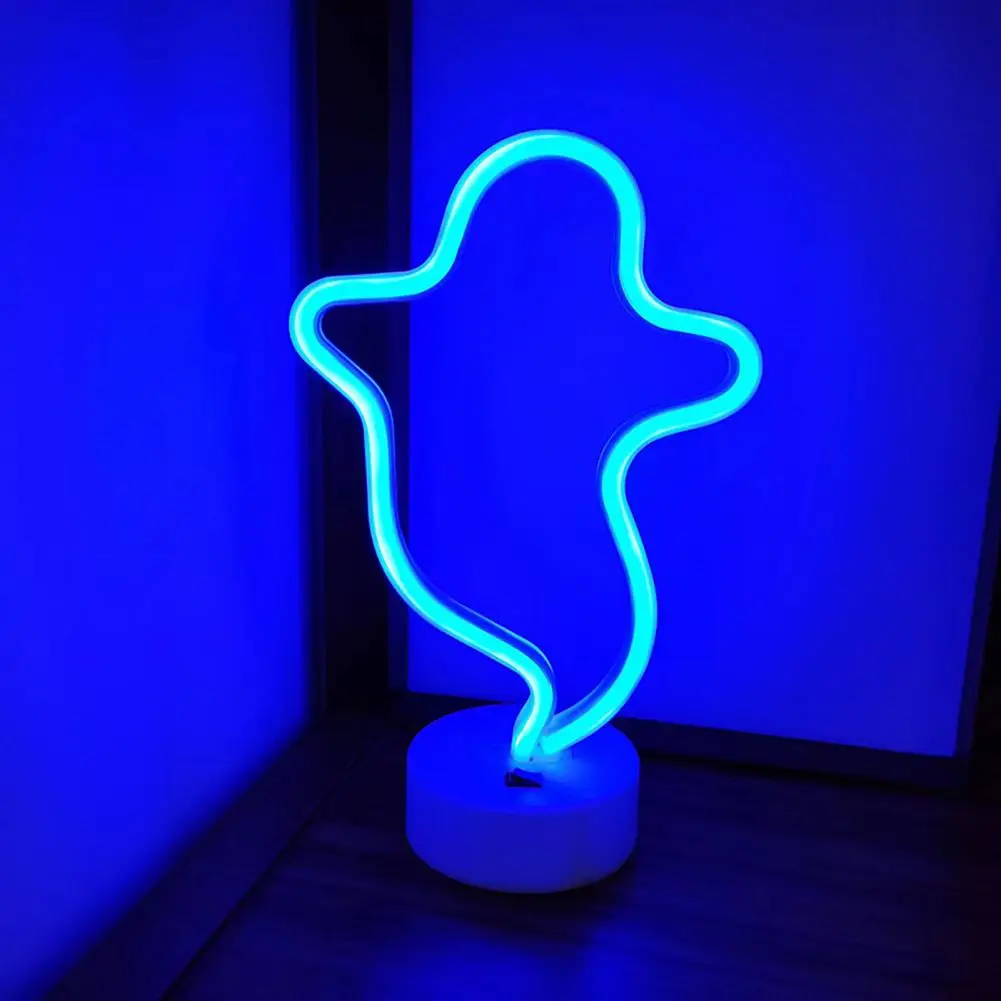 

Party Accessories Halloween Party Decor Non-glaring Pumpkin Ghost Led Neon Light Shape Usb/battery Operated Lamp Decorative Neon