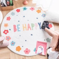 round kids flower fluffy rugs soft alphabet nursery rug absorbent non slip educational carpet for children toddlers bedroom