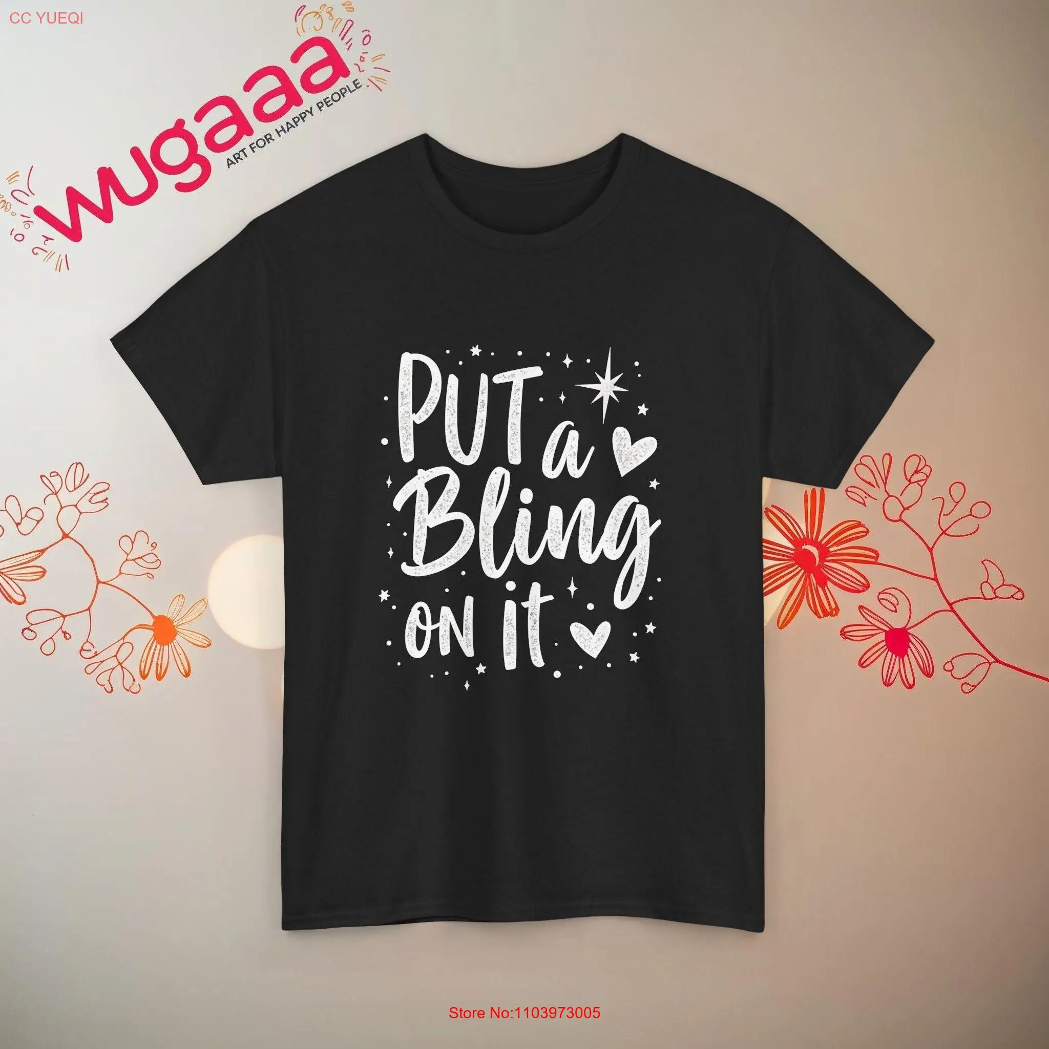 Футболка Put a Bling On IT мотивационный дизайн со звездой и сердечком вдохновляющие