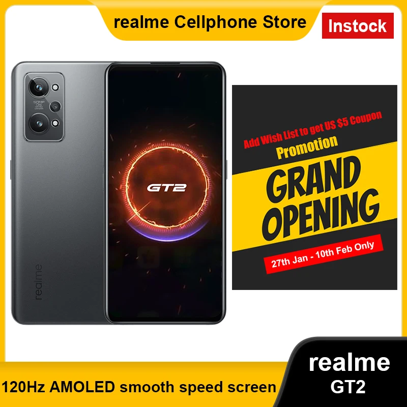 Смартфон realme GT2 GT, 2 дюйма, 6,7 мАч, 65 Вт, Android 12, NFC