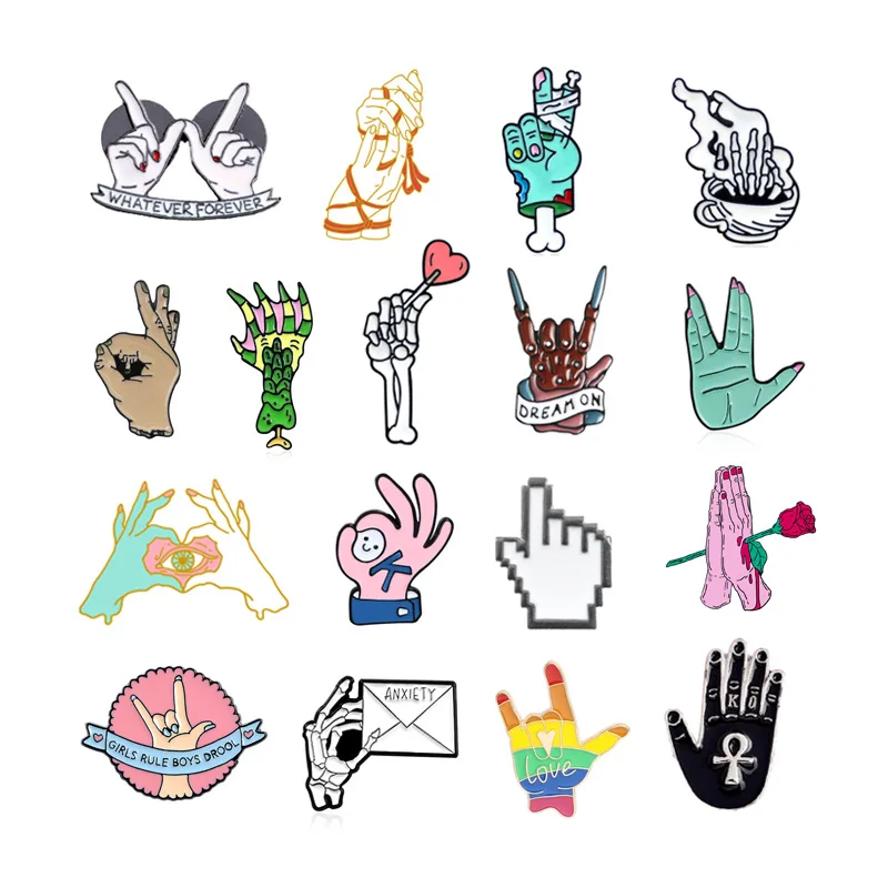 

Fashion Creative Gesture Series Alloy Brooch OK CLICK BLESS Personality Badge Jacket Scarf Collar Pin Wild Clothing Accessories
