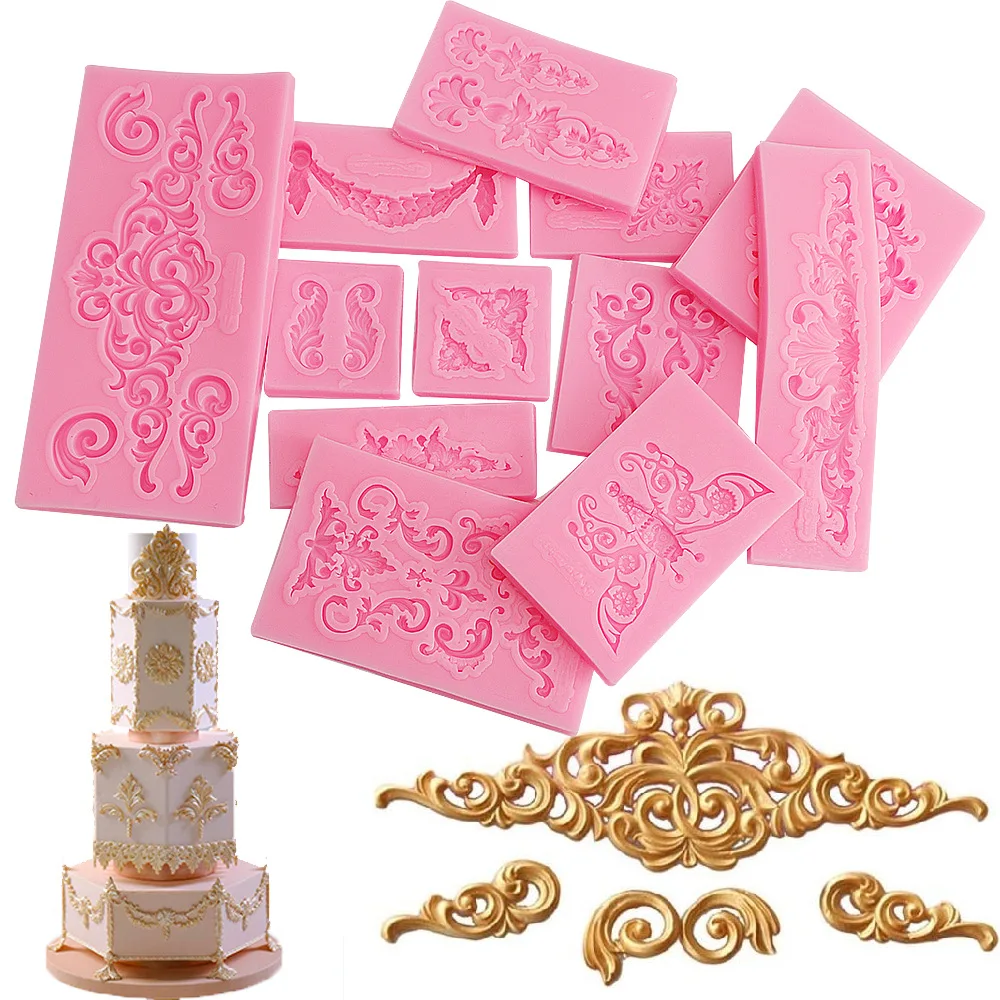 

3D Baroque Europe Retro Photo Frame Embossed Pattern Silicone Mold Fondant Chocolate Cake Decor Kitchen Baking Tools Resin Mould