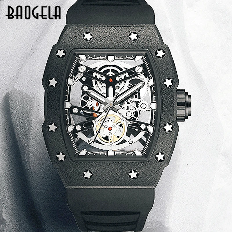 BAOGELA Top Brand Black Stainless Steel Men's Wristwatch Classic Business Sports Waterproof Luminous Japan Movement Quartz Watch