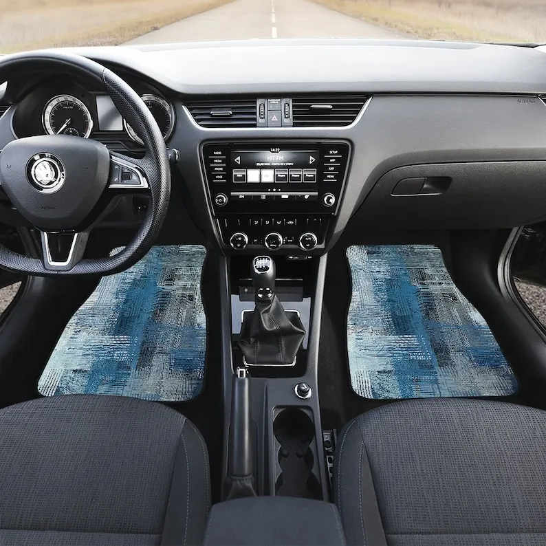 

Blue Abstract Art Car Floor Mats Set, Front and Back Floor Mats for Car, Car Accessories