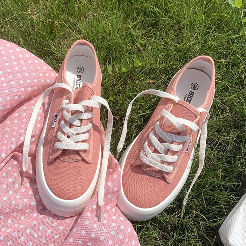 

2022 New Solid Canvas Sneakers Femme Fashion Spring Casual Daily Wear Zapatillas Mujer Basic Sleek Outside Women Espadrilles