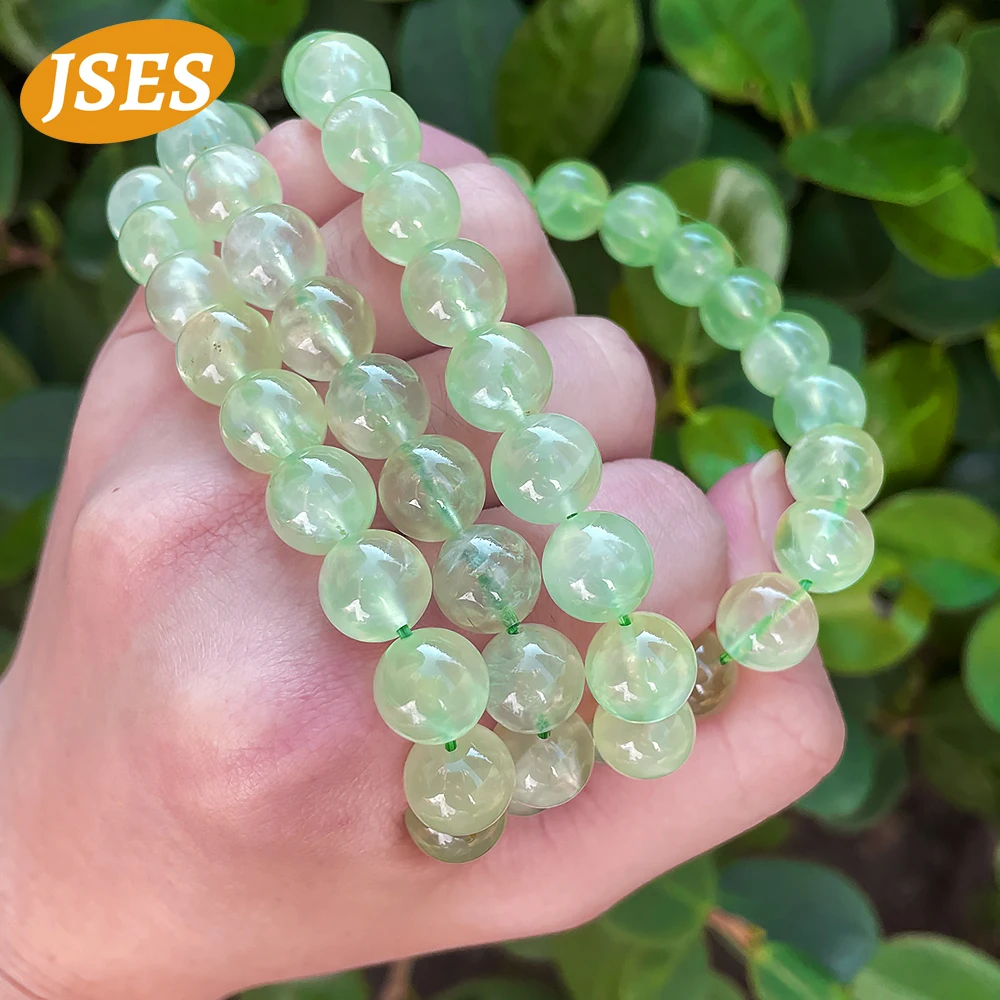 JSES AA натуральный пренит 8 9 10 мм браслет космические бусины из драгоценных камней