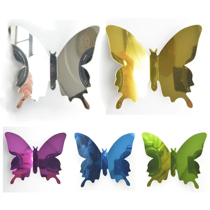 

12Pcs 3D Mirrors Butterfly Wall Sticker Wedding Decal Wall Art Removable Party Decoration Kids Room Decoration Sticker Wholesale