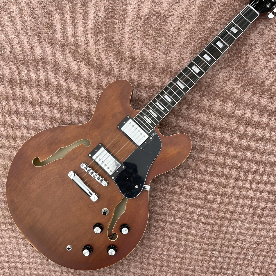 

OEM ES-335 Jazz Electric Guitar, Rosewood Fingerboard, Double Convex Surface, Matte Brown, Free Shipping