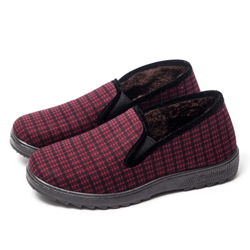 

Женские короткие плюшевые теплые туфли на плоской подошве, Нескользящие туфли для мам из хлопка, женские повседневные Лоферы без застежки, ...