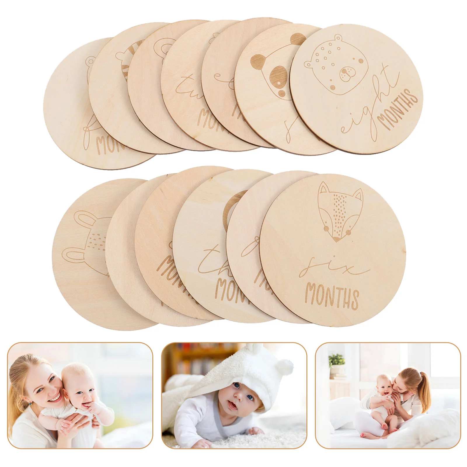 

Baby Milestonewooden Monthlyblocks Props Photo Discs Shower Wood Infant Newborn Growth Birth Girls Belly Circles Unfinished