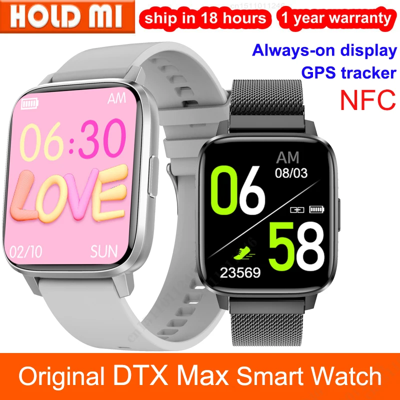 

New DTX Max Smart Watch Men GPS Tracker NFC Custom Dail Heart Rate Monitor Waterproof Blood Pressure Women Smartwatch