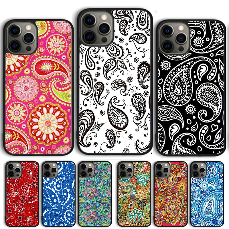 Бандана Пейсли Красный Синий чехол для телефона iPhone 15 16 14 13 12 Pro Max mini 11 XS X XR Plus Coque
