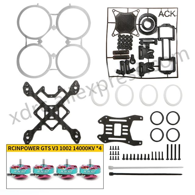 ACK75 Attacking Chicken FPV Drone Clear 2S frame kit + 4x RCinPower GTS V3 1002 14000KV Blue Pink