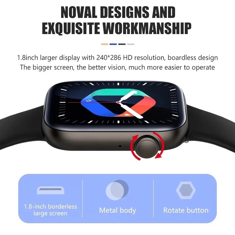 New Smart Watch 1.8 Inch Bluetooth Call Health Monitoring IP67 Waterproof Men's Ladies For Huawei Nova 6 5G  NOKIA 6.1  Samsung images - 6
