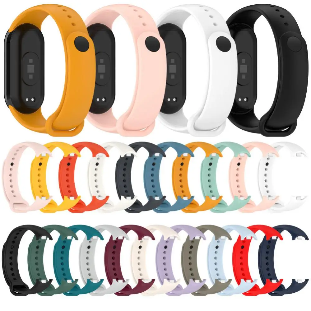 

Silicone Stainless Steel Buckle Strap For Mi Band 8 Sports Breathable Replacement Wristband With 8 Silicone Wristbands