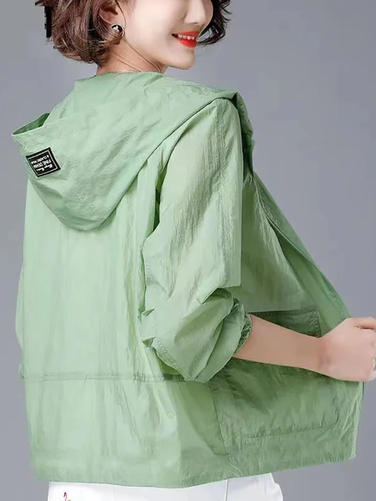 

Sun Protection Loose Clothing Women's Short Coat Sun Protection Clothing Loose Mother's Top Breathable Thin Shirt Large Size