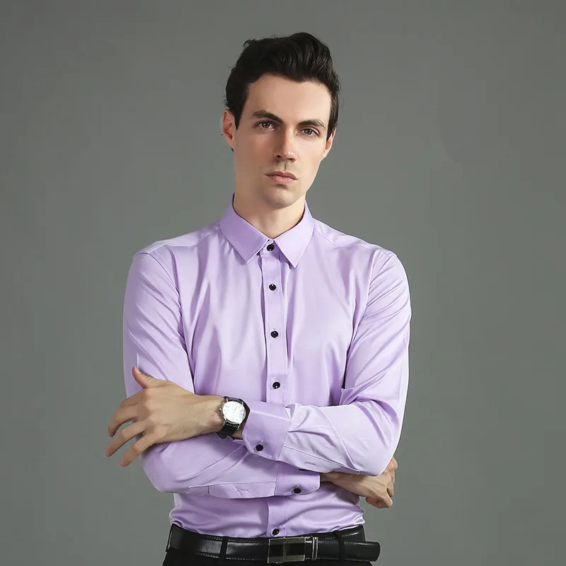 Рубашка мужская стрейчевая с длинным рукавом мягкая удобная формальная блузка