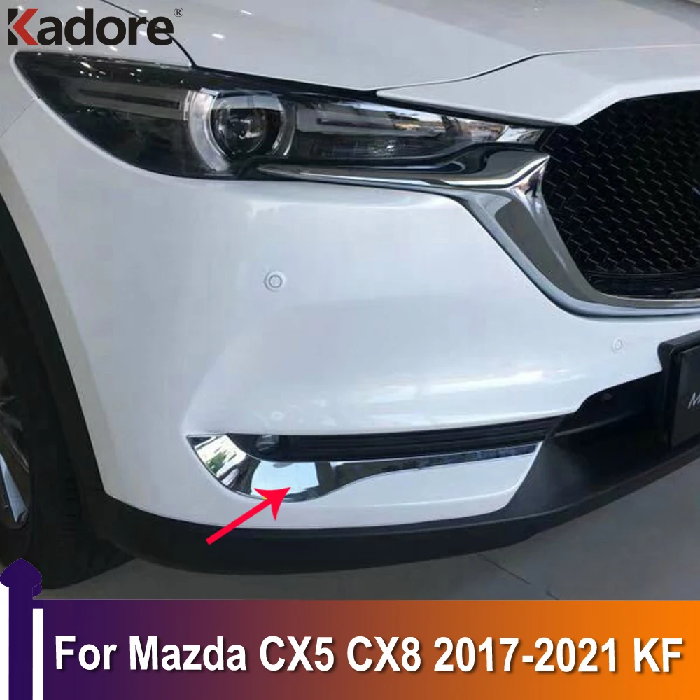 Накладки на фары для передних противотуманных фар Mazda CX-5 CX5 CX8 2017-2019 2020 2021 KF из хромированной стали для защиты автомобиля.
