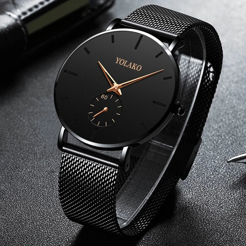 

Minimalist Ultra Thin Watches for Men 2023 Simple Business Stainless Steel Mesh Belt Quartz Man's Watch relogio masculino