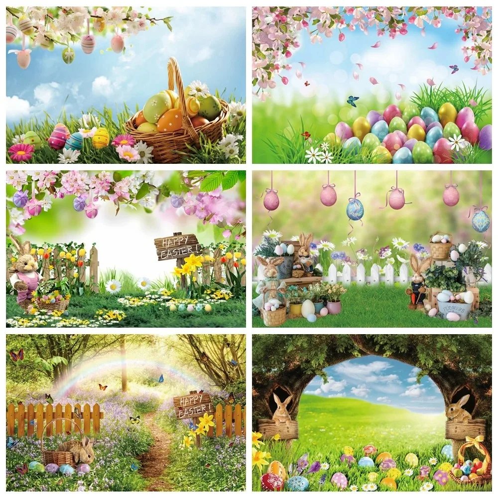 Фон для фотосъемки с изображением скатерти и пасхальных яиц