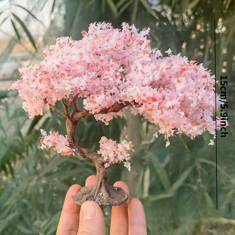 

Миниатюрный пластиковый цветочный деревце персикового цвета для песочных столов и макетов