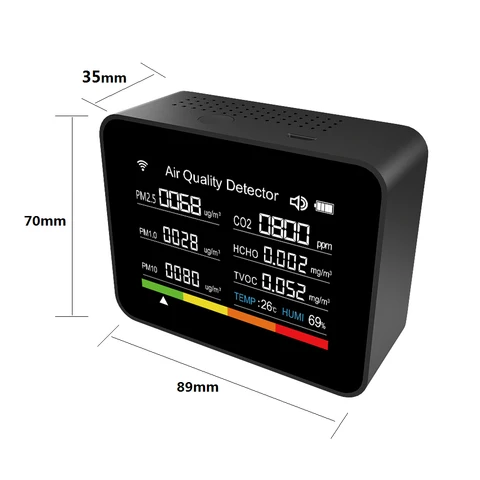 KKMOON 13 в 1 Wi-Fi Датчик качества воздуха комнатный детектор CO2/TVOC/HCHO/PM2.5/PM1.0/PM10/Temp/влажности с управлением через приложение