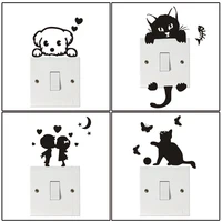 cute cartoon cat dog moon fairy star switch stickers for kids room bedroom home decor wall stickers decoration sticker decal