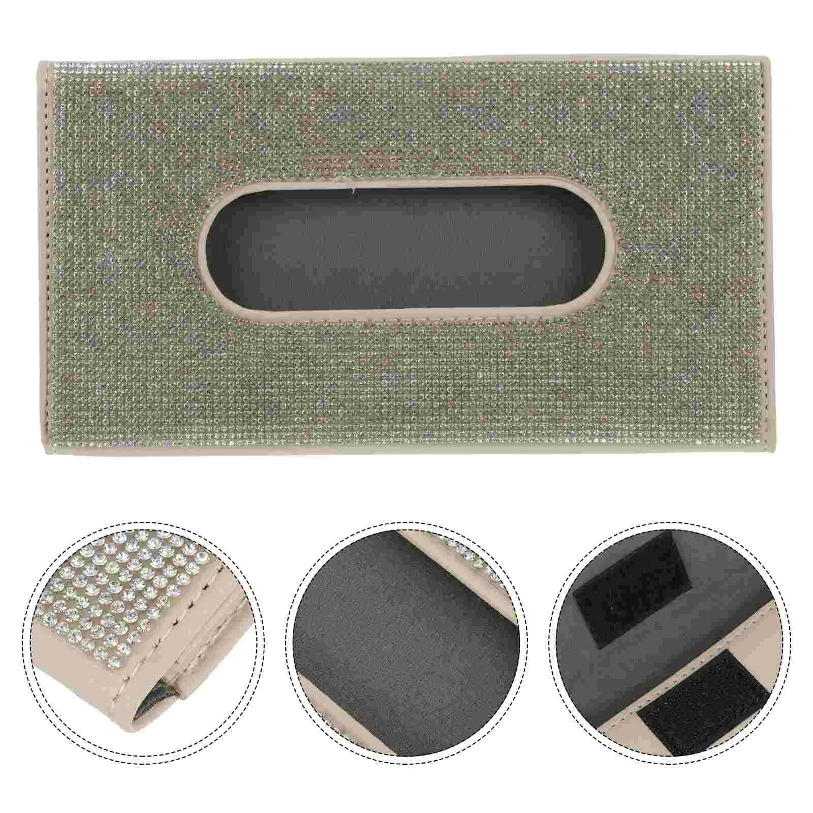 

Sun Visor Tissue Box Tissue Holders Decorative Diamond Car Napkin Clip Visor Case Pu Vehicle Sun