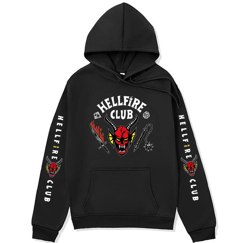 

Tv Stranger Things Hellfire Club Print Hoodie Korea Fashion Cosplay Unisex Hooded Sweatshirt Couple Streetwear Harajuku Pullover