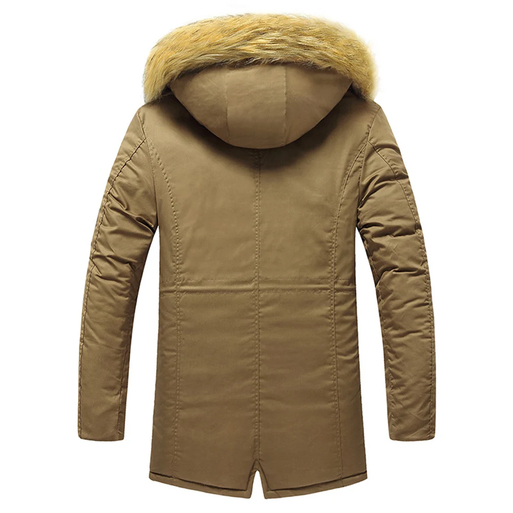 ERIDANUS 2022 New Men's Lengthened Hooded Detachable Solid Color Cotton Clothes European American  Winter Men Clothing MWM141