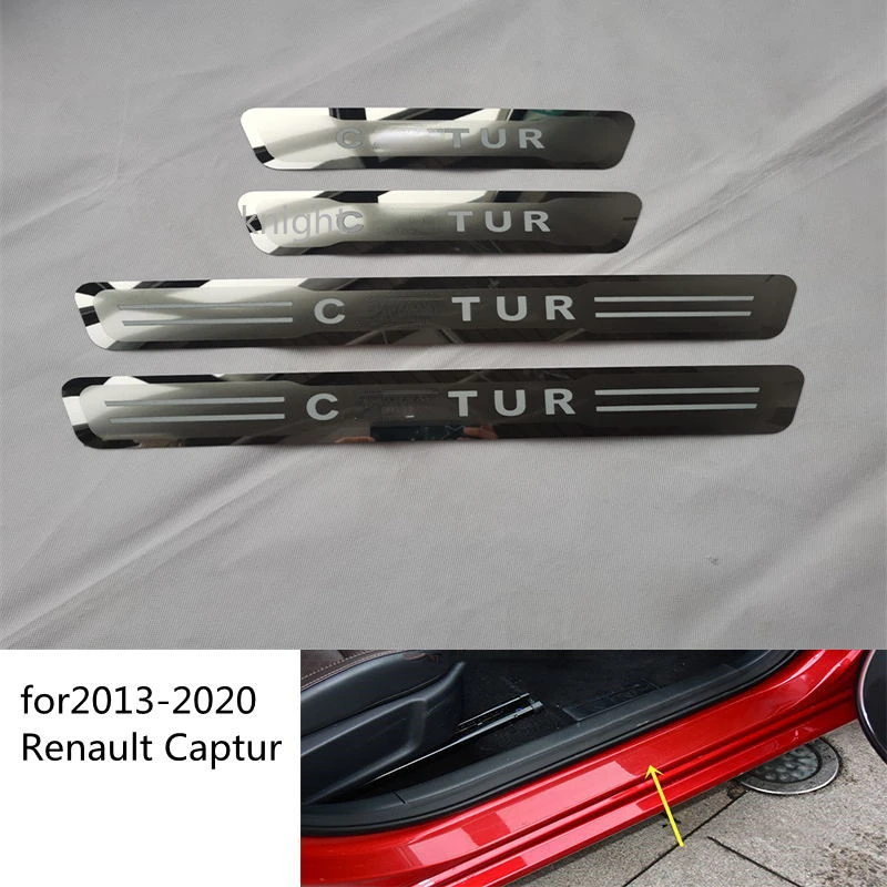 

Накладка на порог для Renault Captur Kaptur 2013-2018 2019 2020, наклейки на порог из нержавеющей стали, автомобильные аксессуары