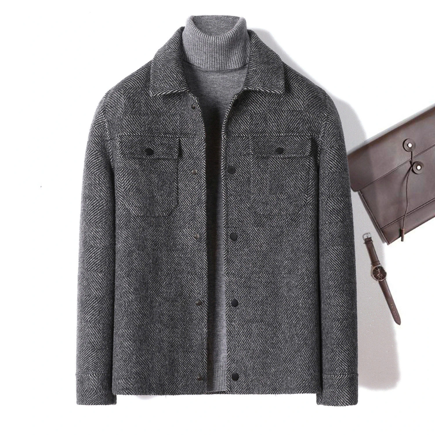 

Brand Winter Woolen Jacket Men Thick Slim Fit Male Fashion Wool Blend Coats Outerwear Autumn Comfortable Fashion Jacket B210