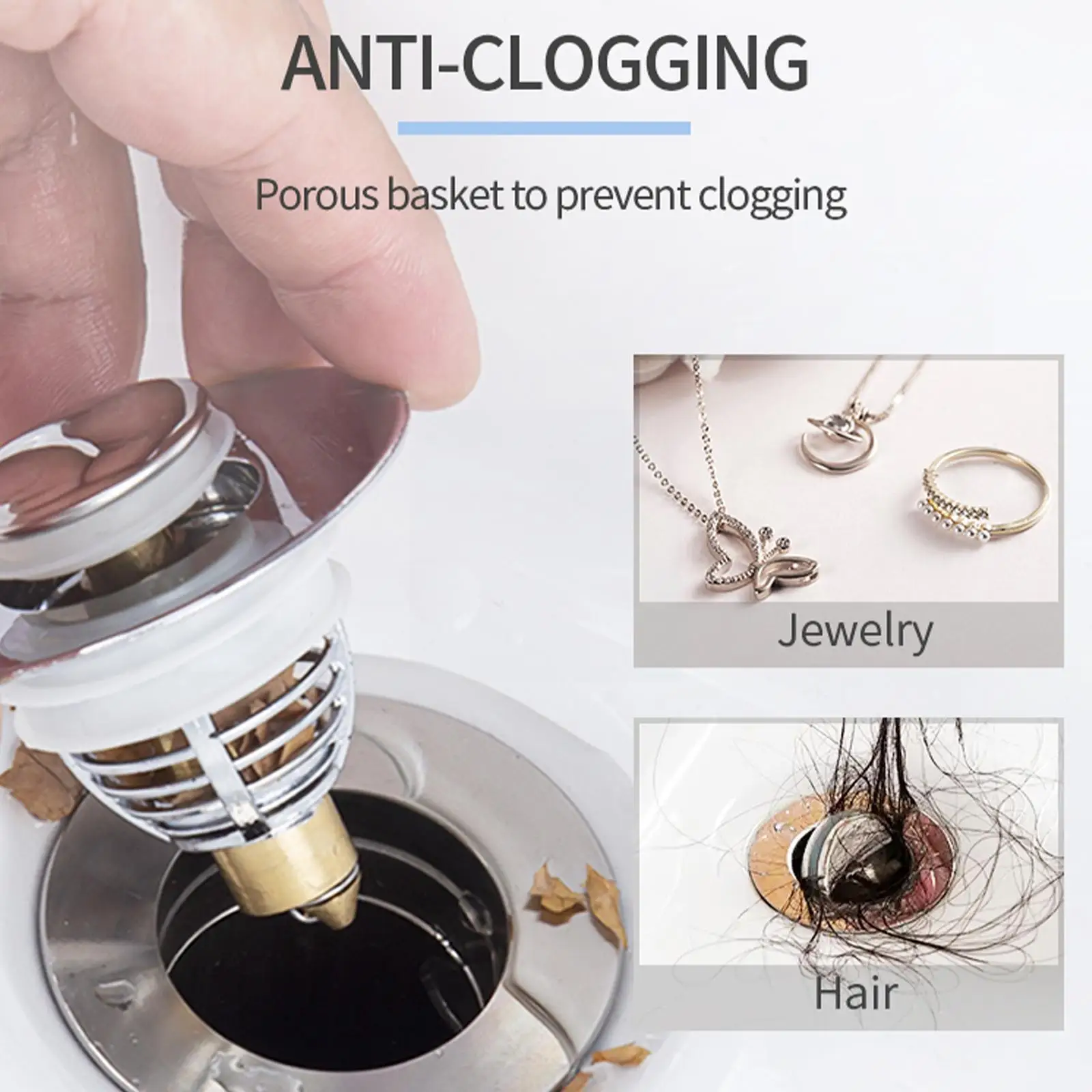 

For Bathroom Drain Rvs Wastafel Up Bounce Core Wastafel Catcher Filter Haar Afvoer Badkamer Gootsteenzeefje Stopper W0v5