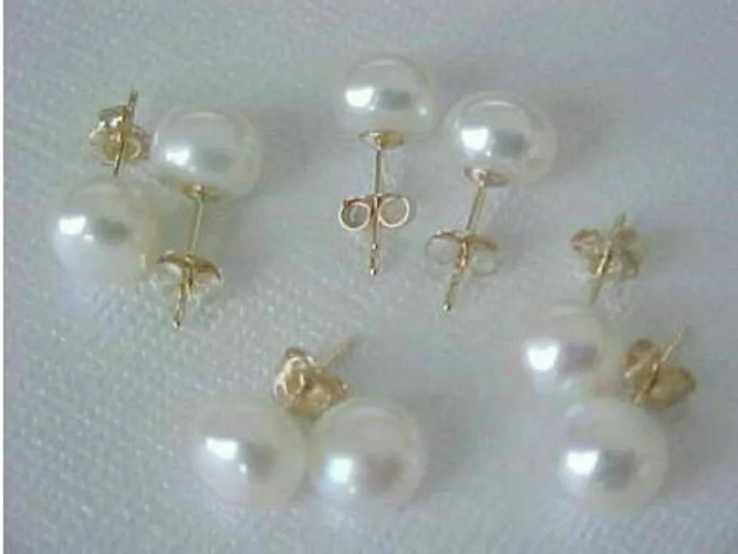 

Hot sell 4pc AAA 11-12mm Akoya South Sea White Stud Pearl Earring