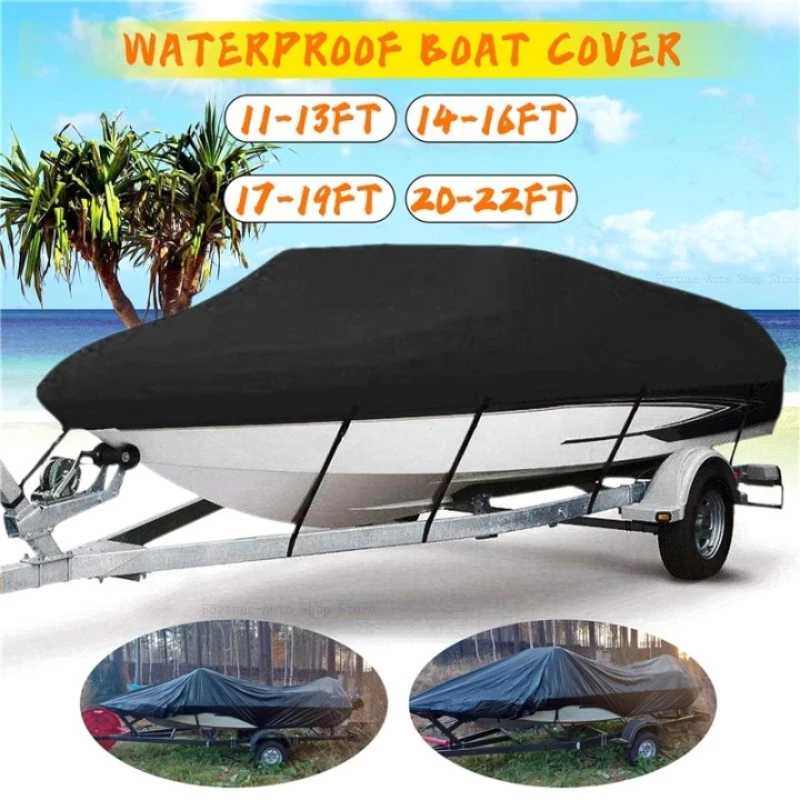 

210D Oxford Fabric 11- 22FT Trailerable Yacht Barco Boat Cover Waterproof Anti-UV Marine Trailerable V-shape Canvas Boat Cover