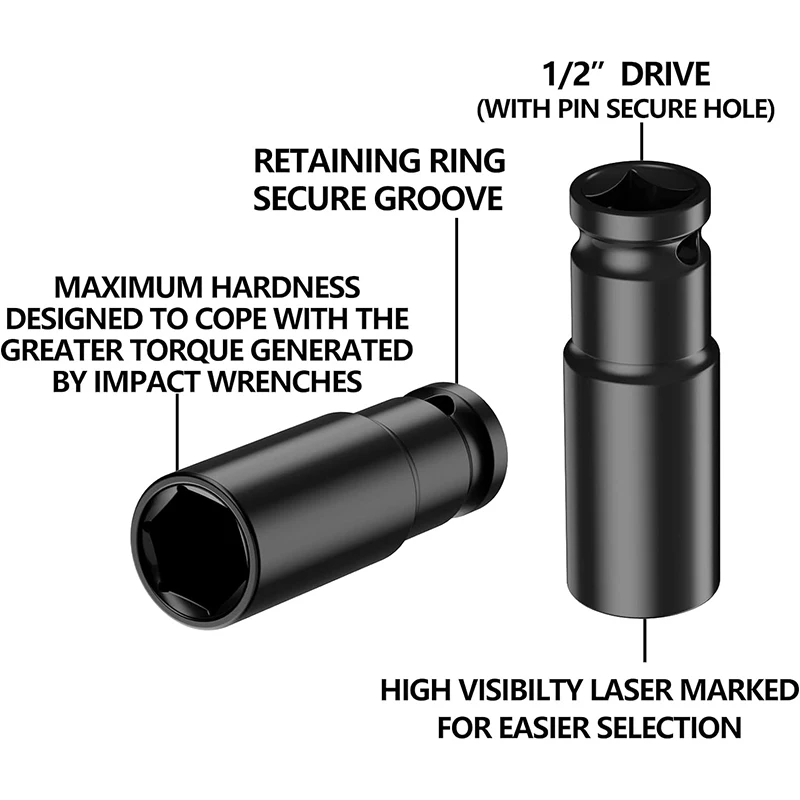 10 шт. ударный гайковерт 8-24 мм 1/2 дюйма