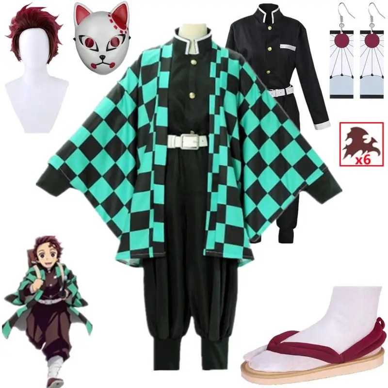 

Cosplay Tanjirou Kamado Anime Demon Slayer Kimetsu No Yaiba Costume Kimono Uniform Kisatsutai Halloween Clothes Cosplay