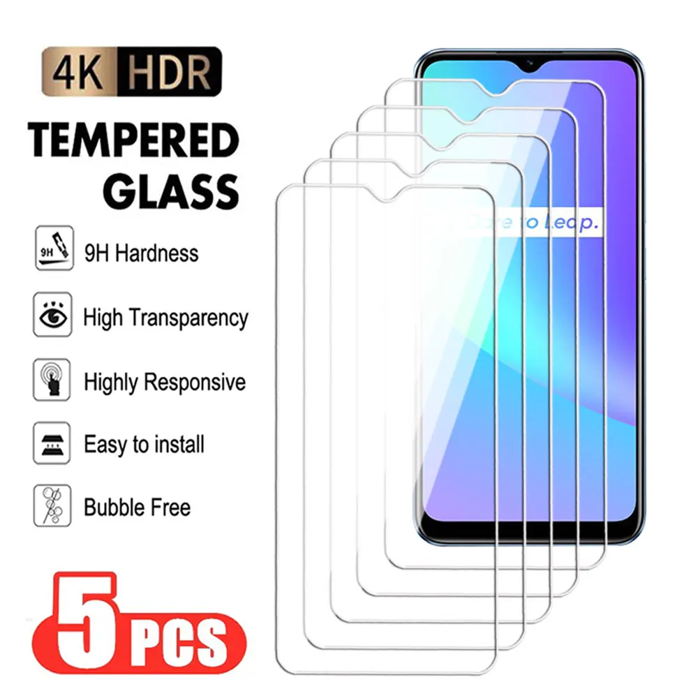 5 шт. противоударное закаленное защитное стекло для экрана Realme C20 C21 C25 C30 C31 C33 C35 C51