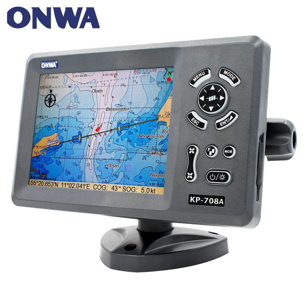 Цветной ЖК-дисплей-плоттер с GPS-антенной и встроенным транспондером Ais класса B