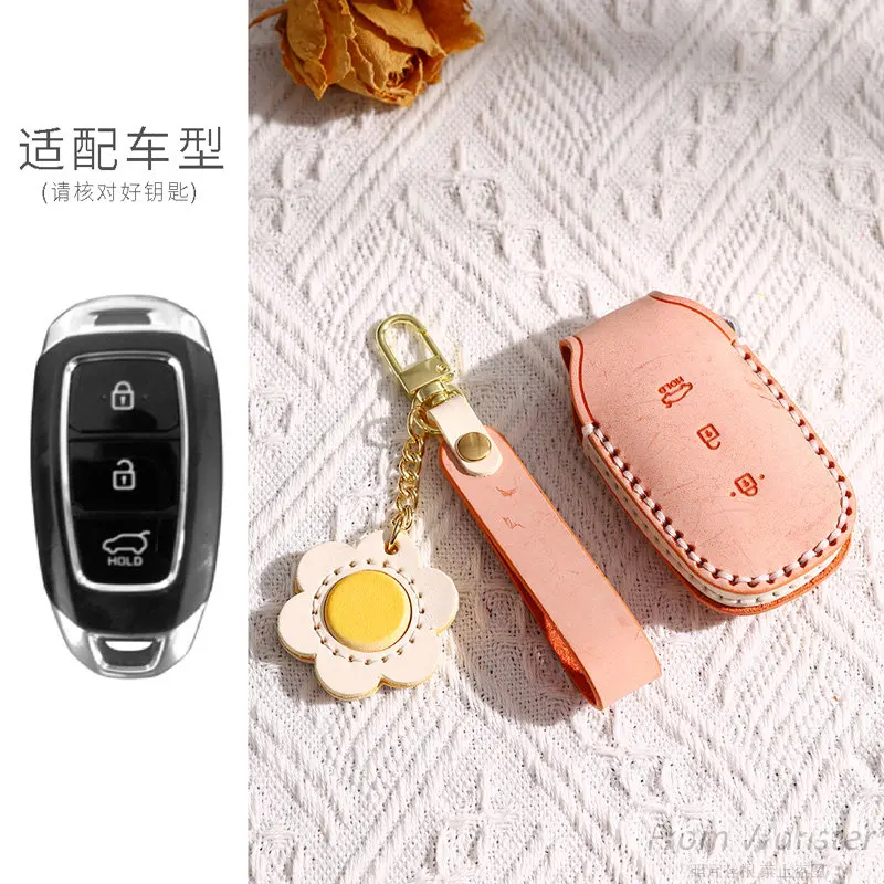 

Leather Car Key Case Key Cover Bag for Hyundai Creta Kona I30 Ix25 Elantra Solaris Veloster Encino Accent LAFESTA Accessories